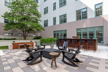 Spacious patio with sitting arrangements